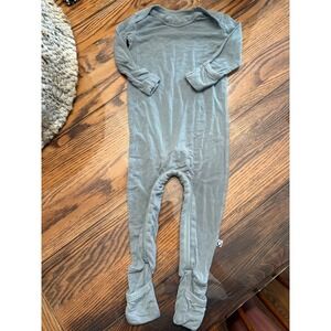 Gunamuna Footie Kids 6-9M Grey Crescent Zip Bamboo Viscose Sleeper